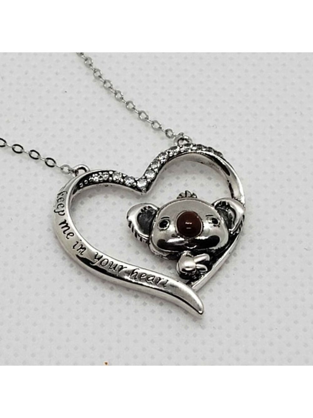 Koala Love Necklace in Sterling Silver 925 – Heart Pendant for Women/Girls